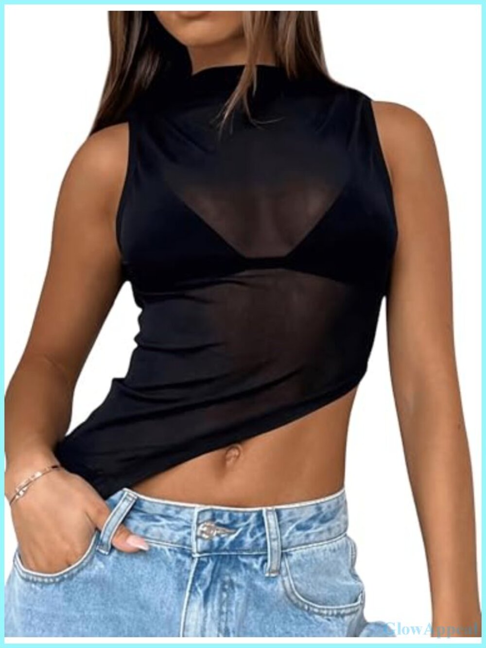 Womens Sheer Mesh Lace Halter Crop Tank Top Y2K Sexy Backless Going Out